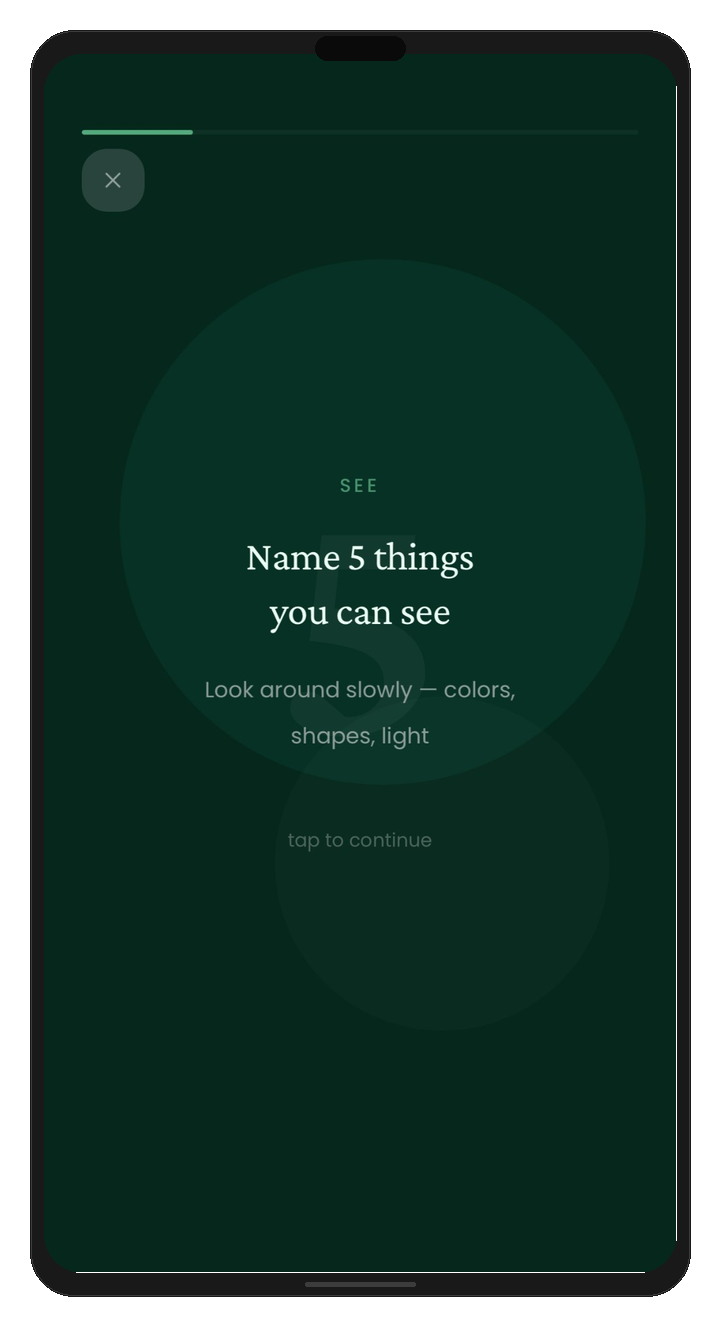 Breathing exercise with animated circle
